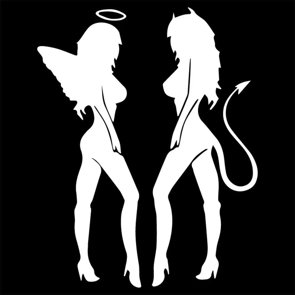 A Pair Of Car Stickers Angel Devil Sexy Hot Girl Bumper Window Notebook Decorated With Personalized Vinyl Decals (ONLINE ORDER ONLY)