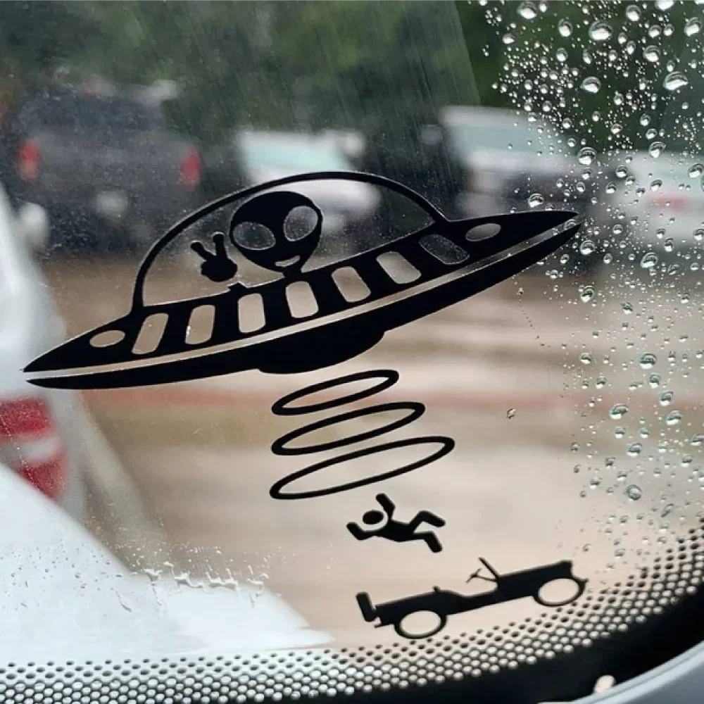 Jeep Car Stickers Decorative Paper Wind Glass Alien Abduction /UFO Ji Fun Creative Reflective Cartoon Waterproof Vinyl Decals (ONLINE ORDER ONLY)