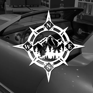 Camping Compass stickers,mountains and woods,Car Stickers, Vinyl Decals - For Cars, Trucks, Walls, Laptops, Windows, Motorcycles (ONLINE ORDER ONLY)