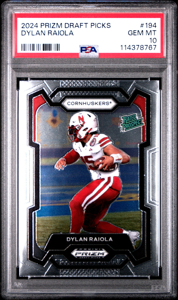 Graded 2024 Panini Prizm Draft Picks Dylan Raiola #194 Rookie RC Football Card PSA 10 Gem Mint (ONLINE ORDER ONLY)