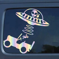 Jeep Car Stickers Decorative Paper Wind Glass Alien Abduction /UFO Ji Fun Creative Reflective Cartoon Waterproof Vinyl Decals (ONLINE ORDER ONLY)
