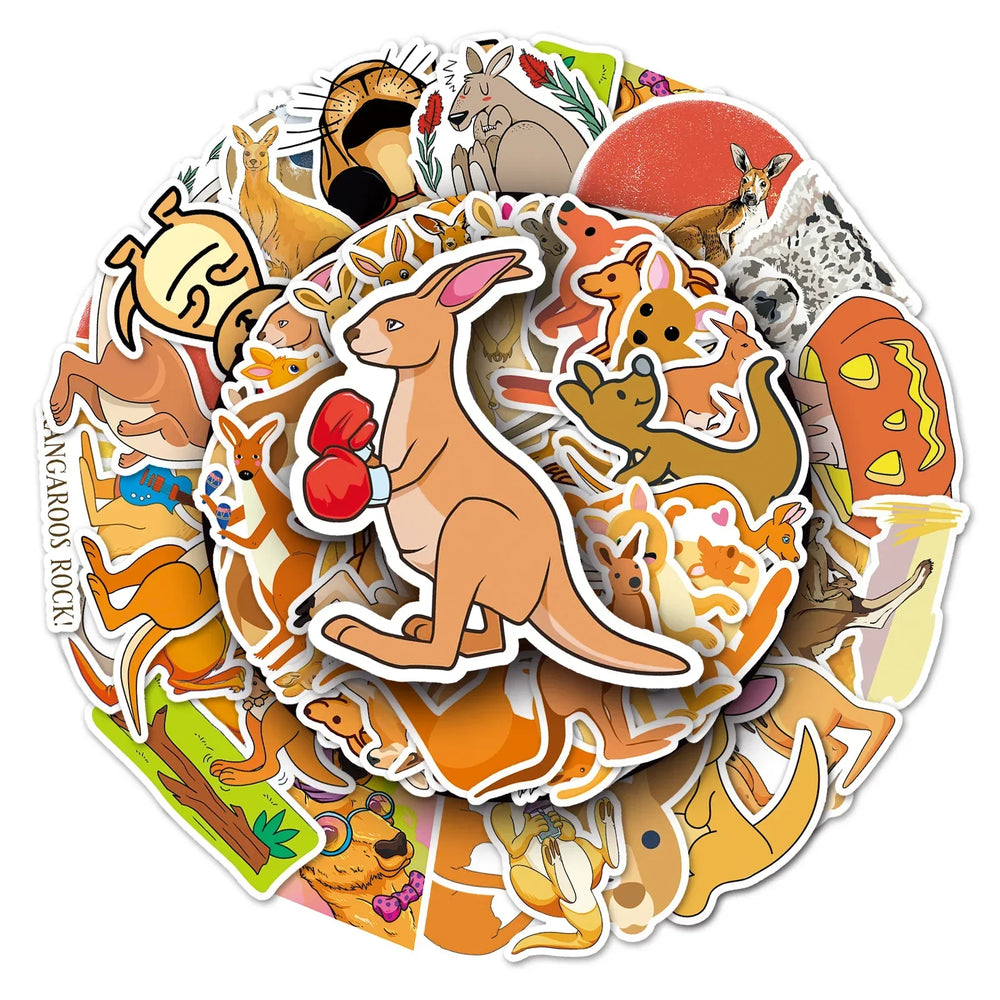 Cartoon Kangaroo Stickers Pack - Kids Toy, DIY Decals for Phone, Notebook, Laptop, Car (ONLINE ORDER ONLY)