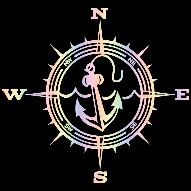 Anchor Car Sticker Adventure Travel Pirate Ship The Compass PVC Laser Stickers Voiture The Window Decoration Vinyl Decal (ONLINE ORDER ONLY)