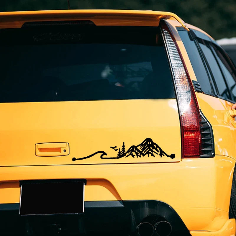 Waves and Snowy Mountains Stickers, Car Stickers, Vinyl Decals - For Cars, Trucks, Walls, Laptops, Windows, Motorcycles, Bumpers (ONLINE ORDER ONLY)