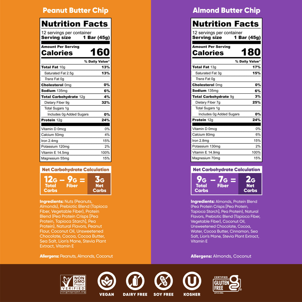 Almond Butter Chip & Peanut Butter Chip (24 Bars) (ONLINE ORDER ONLY)