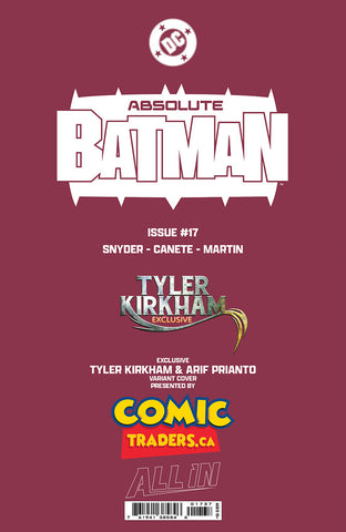 Absolute Batman #17 Tyler Kirkham Exclusive Var (02/11/2026)(02/18/2026) (ONLINE ORDER ONLY)