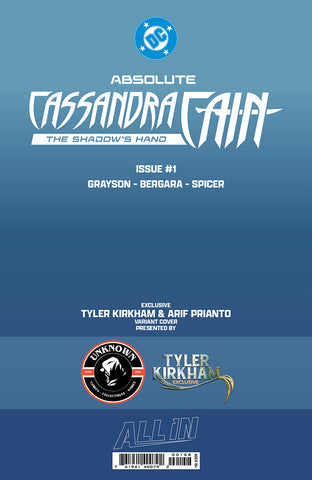 ABSOLUTE CASSANDRA CAIN THE SHADOW'S HAND #1 (ONE SHOT) TYLER KIRKHAM BATTLE DAMAGED EXCLUSIVE VIRGIN VAR (09/09/2026) (09/16/2026)