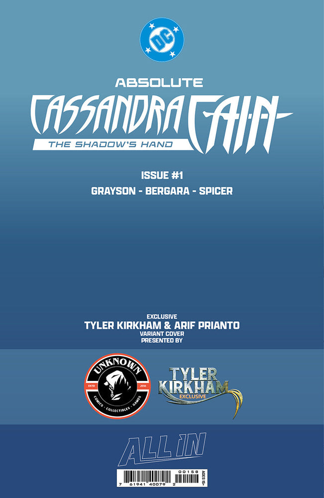 ABSOLUTE CASSANDRA CAIN THE SHADOW'S HAND #1 (ONE SHOT) TYLER KIRKHAM BATTLE DAMAGED EXCLUSIVE VAR (09/09/2026) (09/16/2026) (ONLINE ORDER ONLY)