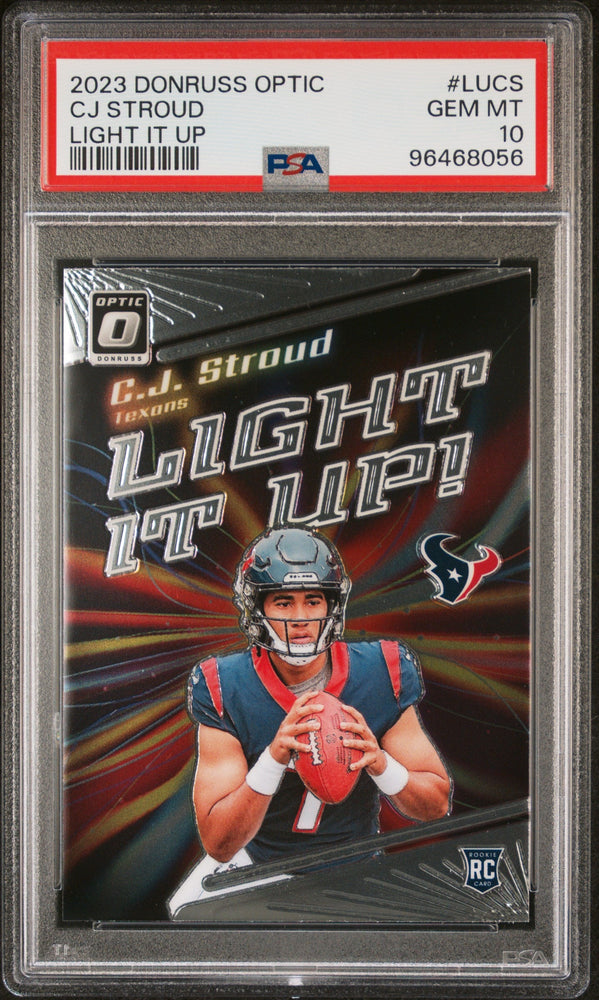 Graded 2023 Panini Donruss Optic CJ Stroud #LUCS Light It Up Rookie RC Football Card PSA 10 Gem Mint (ONLINE ORDER ONLY)