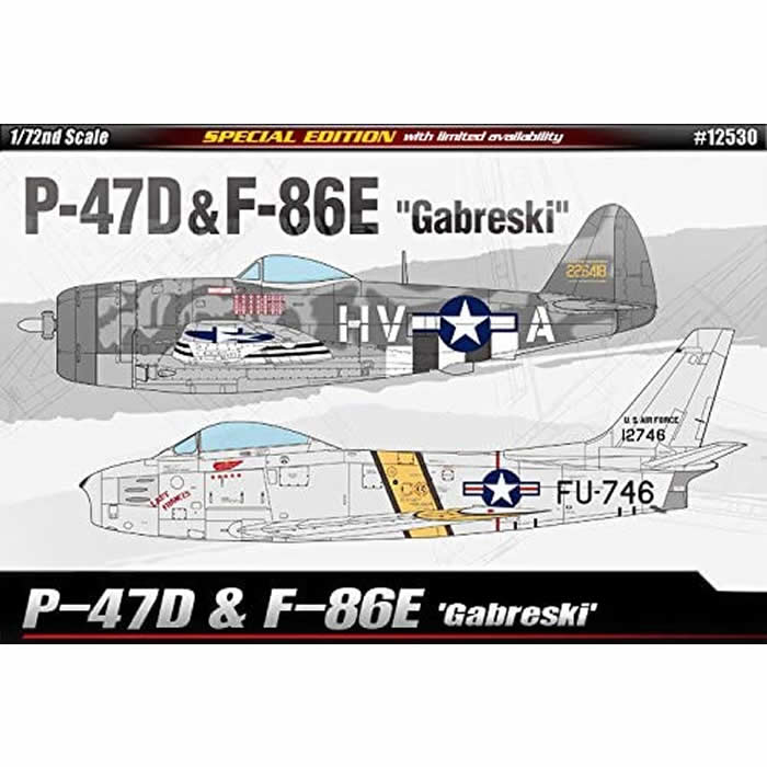 ACA12530 P-47 and F-86 Gabreski 1/72 Scale Plastic Model Aircraft Academy (ONLINE ORDER ONLY)