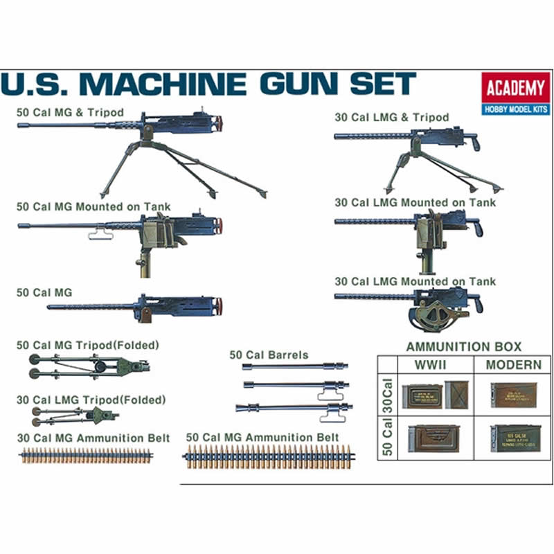ACA13262 WWII US Machine Gun Set 1/35 Scale Plastic Model Kit Academy (ONLINE ORDER ONLY)