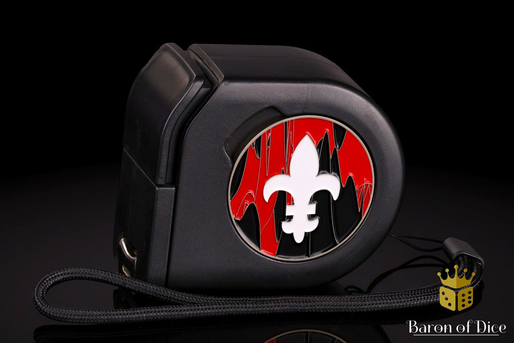 Wargaming Tape Measure | Baron's Coin��� Compatible | Fleur De Lis | Red (ONLINE ORDER ONLY)