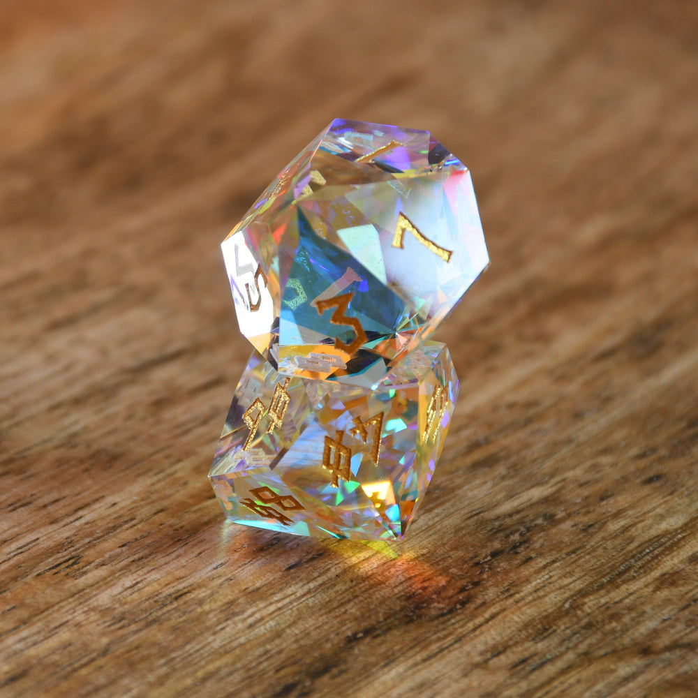 Diamond Prism Multifaceted Glass Dice Set (ONLINE ORDER ONLY)