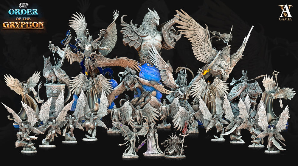3D Printed Archvillain Games Astral Court Order of the Gryphon - Justiciar Angels Male 28mm 32mm D&D (Online Only)