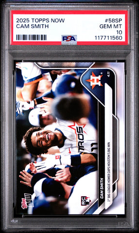 Graded 2025 Topps Now Cam Smith #58SP Rookie RC Baseball Card PSA 10 Gem Mint (ONLINE ORDER ONLY)