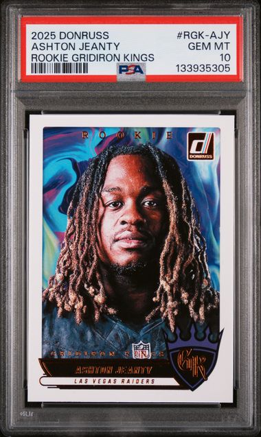 Graded 2025 Panini Donruss Ashton Jeanty #RGKAJY Rookie Gridiron Kings Rookie RC Football Card PSA 10 Gem Mint (ONLINE ORDER ONLY)