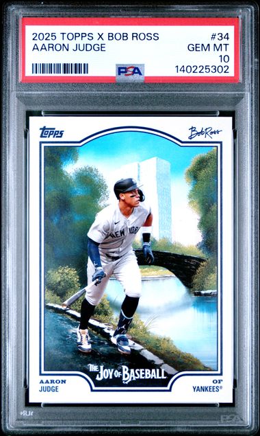 Graded 2025 Topps x Bob Ross Aaron Judge #34 Baseball Card PSA 10 Gem Mint