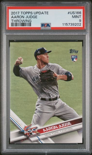 Graded 2017 Topps Update Throwing Aaron Judge #US166 Rookie RC Baseball Card PSA 9 Mint (ONLINE ORDER ONLY)