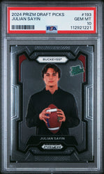Graded 2024 Panini Prizm Draft Picks Julian Sayin #193 Rookie RC Football Card PSA 10 Gem Mint (ONLINE ORDER ONLY)