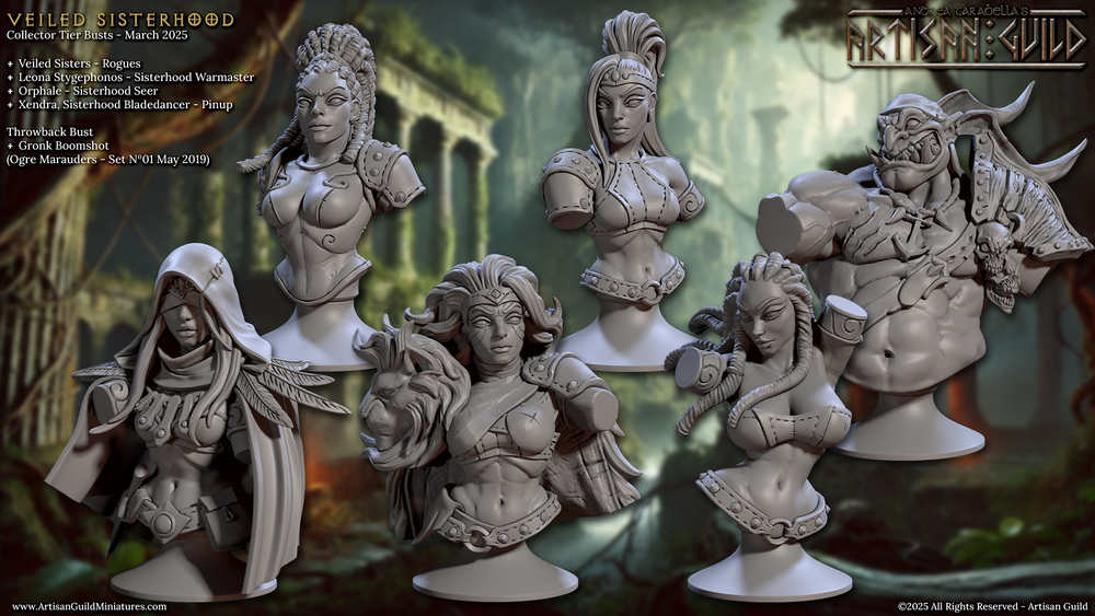 3D Printed Artisan Guild Veiled Sisterhood Bust Set 28mm 32mm (Online Only)