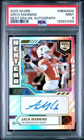 Graded 2025 Panini Score Arch Manning #NEN-AMA Next Era Auto Texas Longhorns Rookie RC Football Card PSA 9 Mint (ONLINE ORDER ONLY)