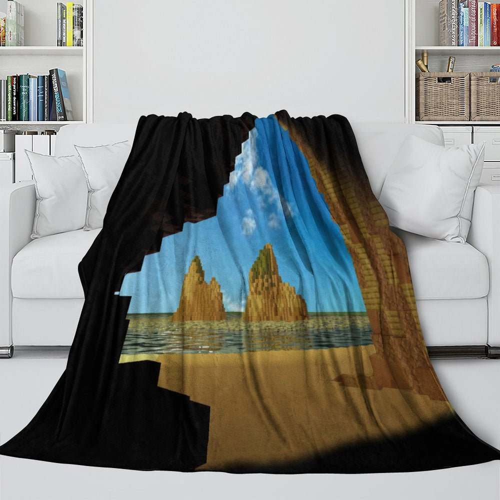 A Minecraft Movie Blanket Flannel Throw Room Decoration (ONLINE ORDER ONLY)