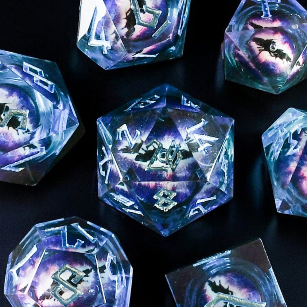 Enchanted Dragon (Blue) Liquid Core Dice Set (ONLINE ORDER ONLY)