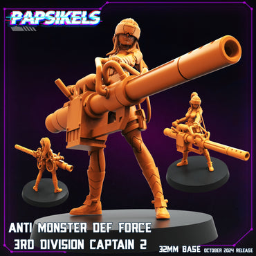 3D Printed Papsikels Anti Monster Defence Force 3rd Division Captain October 2024 Cyberpunk 28mm 32mm (Online Only)