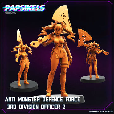 3D Printed Papsikels Anti Monster Defence Force 3rd Division Officer Nov 2024 Cyberpunk 28mm 32mm (Online Only)