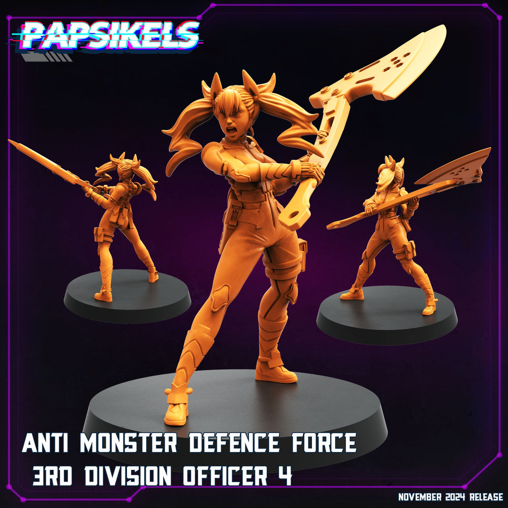 3D Printed Papsikels Anti Monster Defence Force 3rd Division Officer Nov 2024 Cyberpunk 28mm 32mm (Online Only)