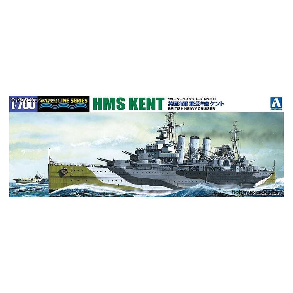 Aoshima: 1/700 HMS Kent (British Heavy Cruiser) Scale Model Kit #811 (ONLINE ORDER ONLY)