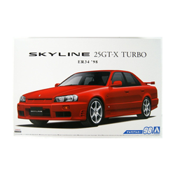 Aoshima: 1/24 NISSAN ER34 SKYLINE 25GT-X TURBO '98 Scale Model Kit #98 (ONLINE ORDER ONLY)