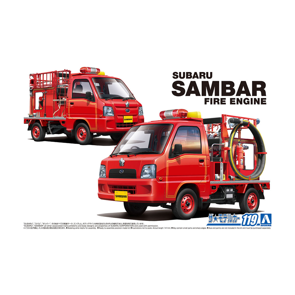 Aoshima: 1/24 Subaru TT2 Sambar Fire Engine '11 Scale Model Kit #119 (ONLINE ORDER ONLY)