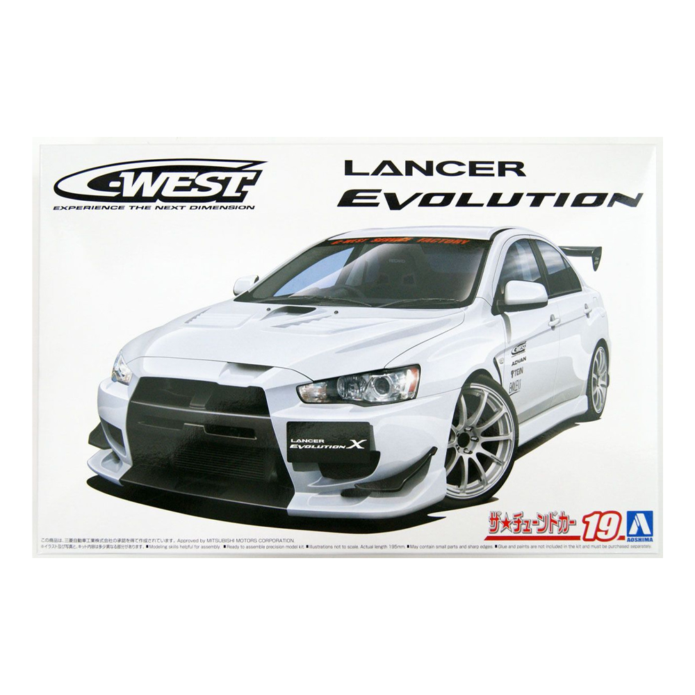 Aoshima: 1/24 C-West CZ4A Lancer Evolution X '07 (Mitsubishi) Scale Model Kit #19 (ONLINE ORDER ONLY)