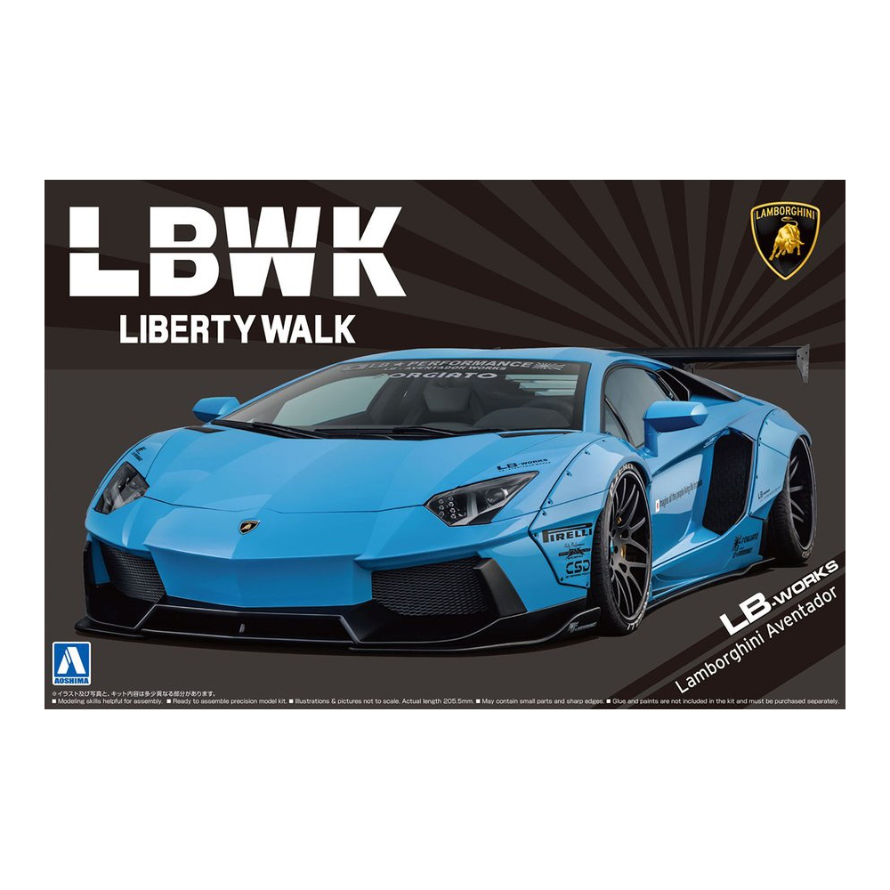 Aoshima: 1/24 LB-Works Lamborghini Aventador Ver. 1 Scale Model Kit #17 (ONLINE ORDER ONLY)