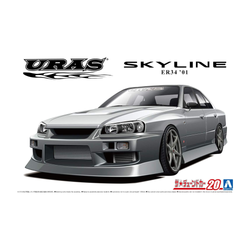 Aoshima: 1/24 URAS ER34 SKYLINE 25GT-T '01 (NISSAN) Scale Model Kit #20 (ONLINE ORDER ONLY)