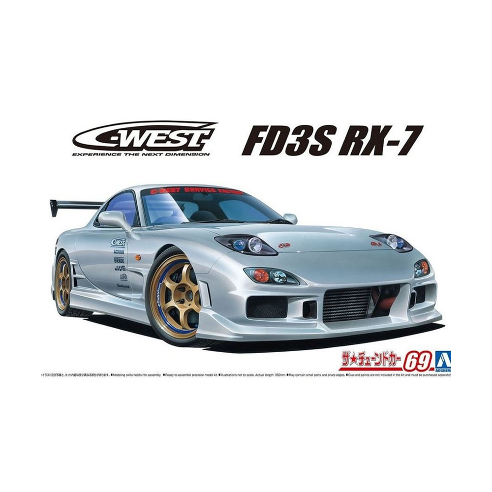 Aoshima: 1/24 The Tuned Car - FD3S RX-7 C-WEST Mazda '99 Scale Model Kit #69 (ONLINE ORDER ONLY)