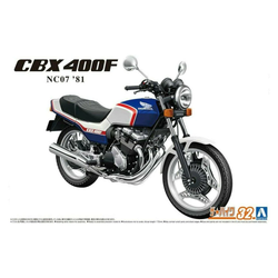 Aoshima: 1/12 Honda NC07 CBX400F Pearl Candy Blue/Pearl Shell White '81 Scale Model Kit #32 (ONLINE ORDER ONLY)