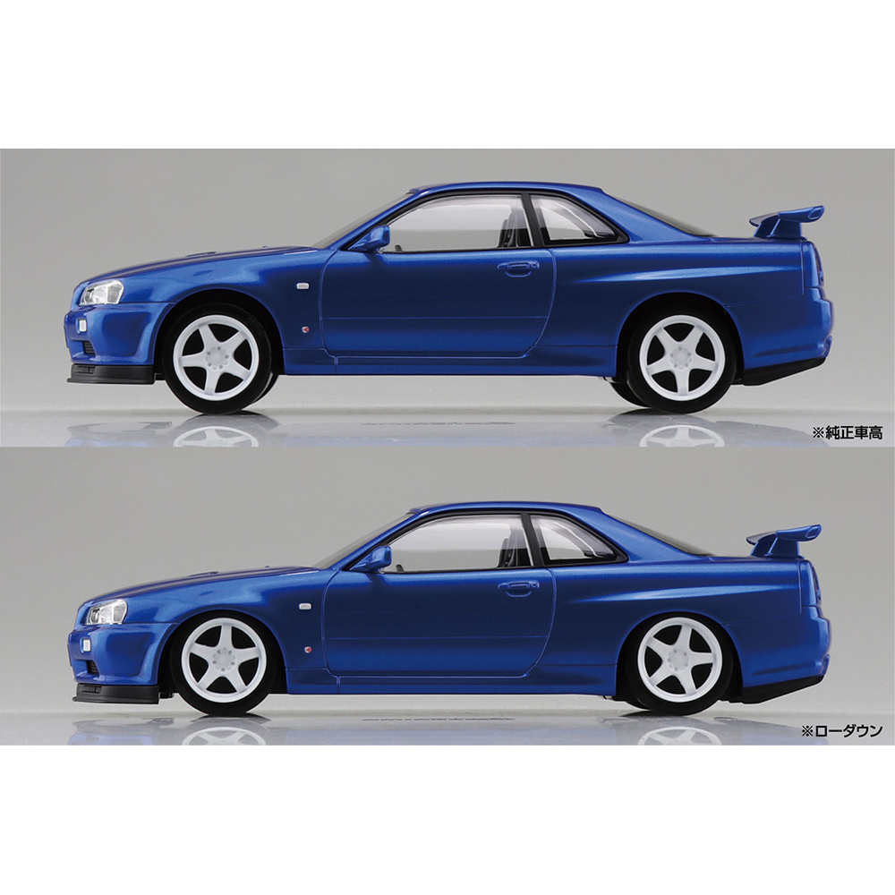 Aoshima: 1/32 The Snap Kit Nissan R34 Skyline GT-R Custom Wheel (Bayside Blue) Scale Model Kit #11-SP2 (ONLINE ORDER ONLY)