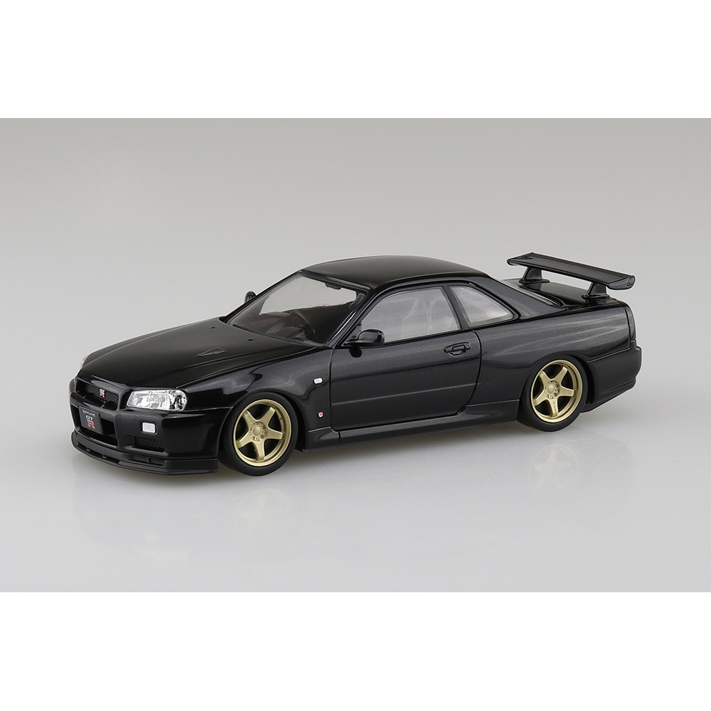 Aoshima: 1/32 The Snap Kit Nissan R34 Skyline GT-R Custom Wheel (Black Pearl) Scale Model Kit #11-SP2 (ONLINE ORDER ONLY)