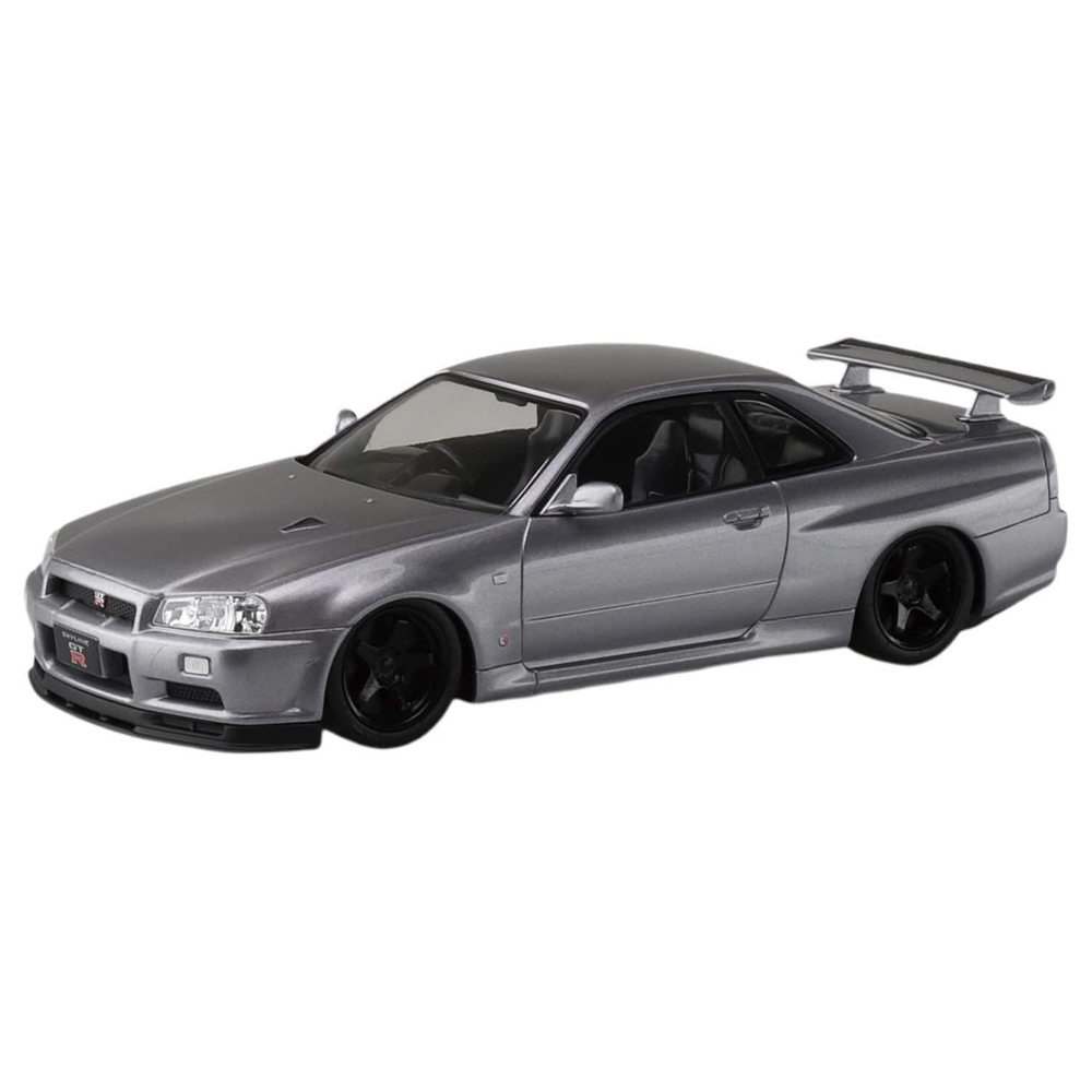 Aoshima: 1/32 The Snap Kit Nissan R34 Skyline GT-R Custom Wheel (Athlete Silver) Scale Model Kit #11-SP4 (ONLINE ORDER ONLY)