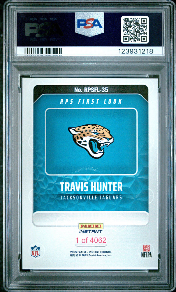 Graded 2025 Panini Instant Travis Hunter #RPSFL35 RPS First Look Rookie RC Football Card PSA 9 Mint (ONLINE ORDER ONLY)