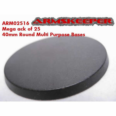 ARM02516 Round Multi Purpose 40mm Miniature Bases Mega Pack of 25 (ONLINE ORDER ONLY)