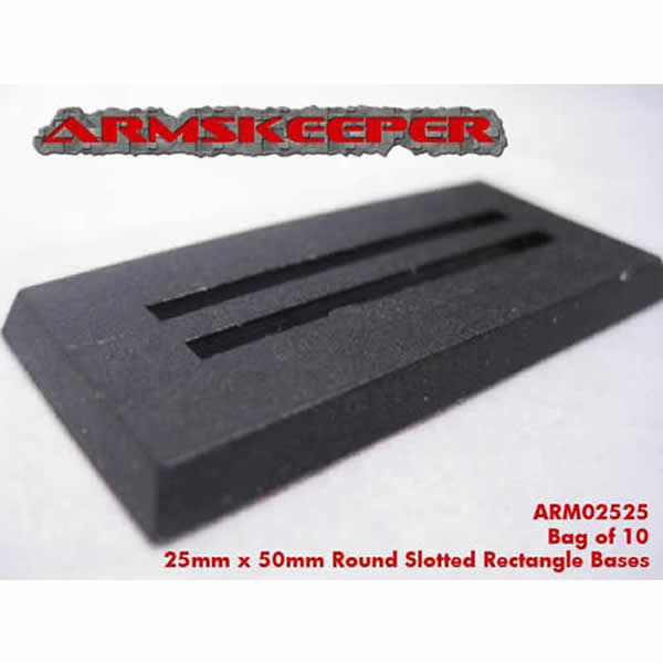 ARM02525 Rectangle Slotted 25mm x 50mm Miniature Bases Pack of 10 (ONLINE ORDER ONLY)