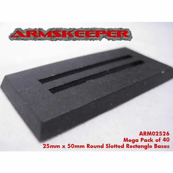 ARM02526 Rectangle Slotted 25mm x 50mm Miniature Bases Mega Pack of 40 (ONLINE ORDER ONLY)