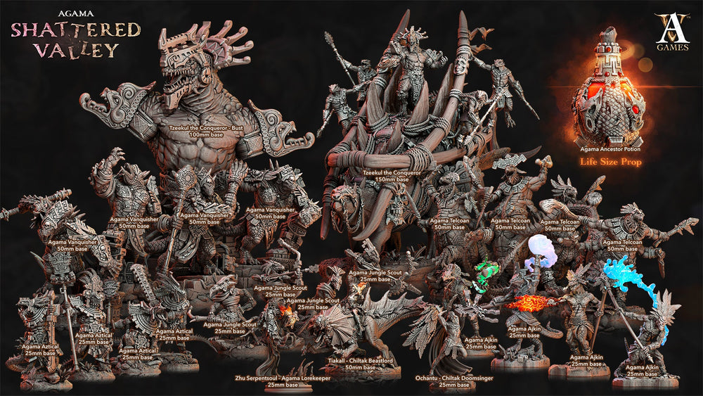 3D Printed Archvillain Games Agama Shattered Valley - Agama Telcoans 28mm 32mm D&D (Online Only)