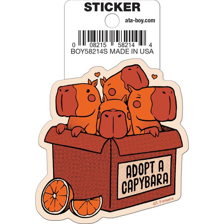 Tobe Fonseca: Adopt A Capybara Die Cut Vinyl Sticker - 3" (ONLINE ORDER ONLY)