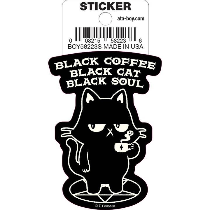 Tobe Fonseca: Black Coffee Black Cat Back Soul Die Cut Vinyl Sticker - 3" (ONLINE ORDER ONLY)