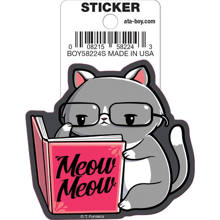 Tobe Fonseca: Books For Cats Die Cut Vinyl Sticker - 3" (ONLINE ORDER ONLY)