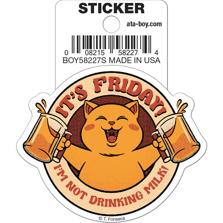 Tobe Fonseca: I'm Not Drinking Milk Tonight Cat Die Cut Vinyl Sticker - 3" (ONLINE ORDER ONLY)